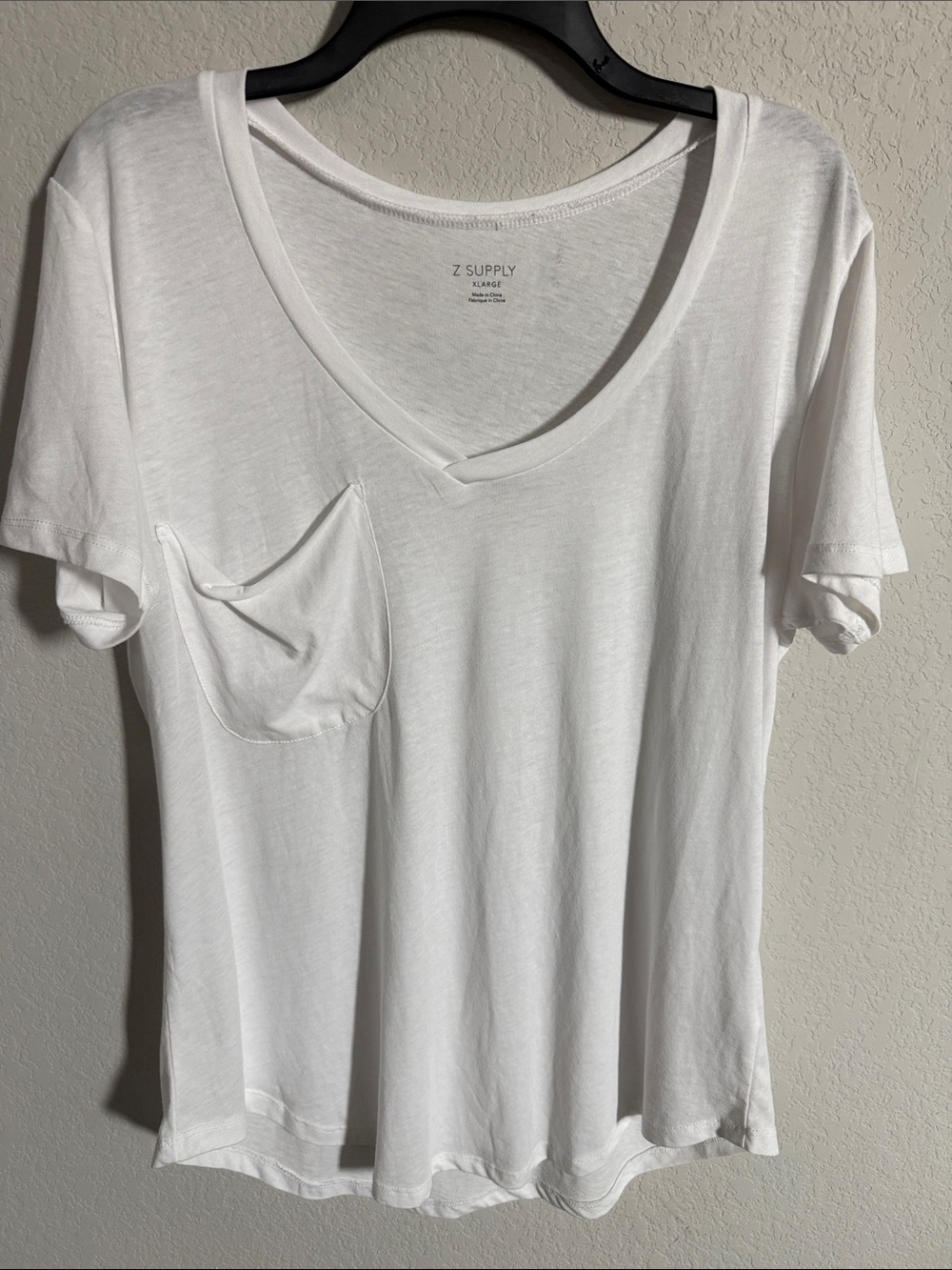 Z Supply White V-Neck Pocket Tee